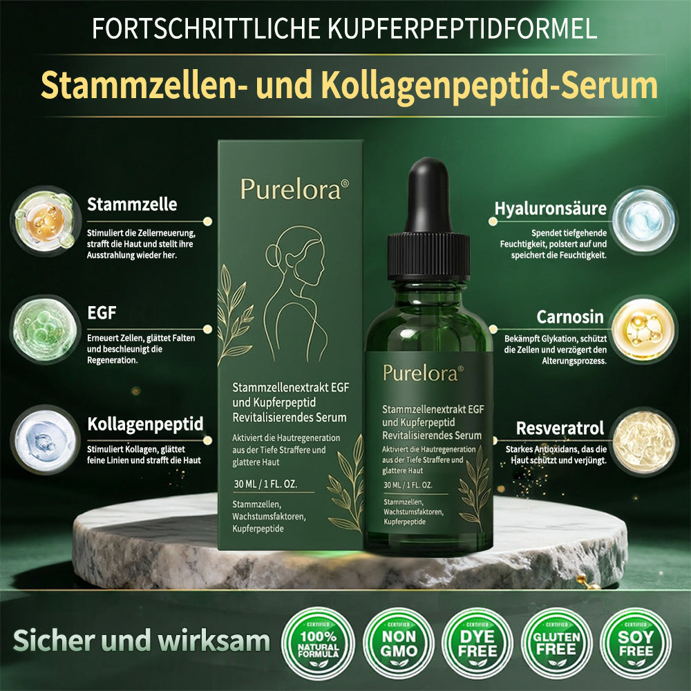 Purelora® Stammzellenextrakt EGF und Kupferpeptid Revitalisierendes Serum