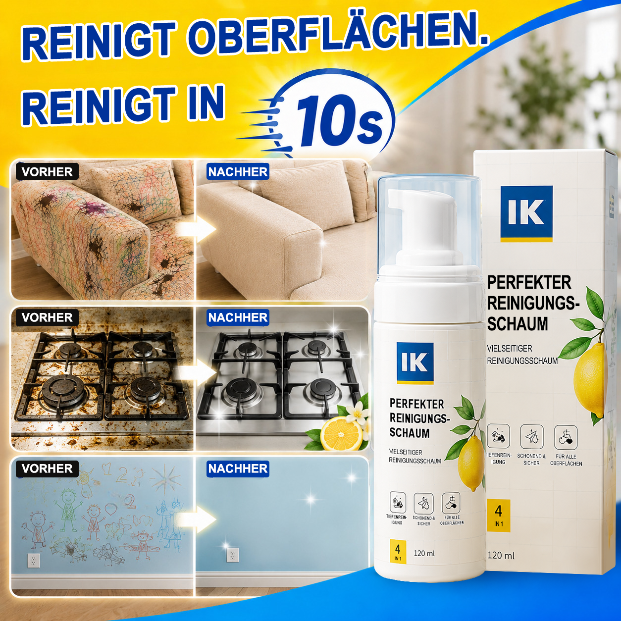 ✨LETZTER TAG – 60 % RABATT✨ Schaumreiniger ohne Abspülen — Aufsprühen, Abwischen & Fertig!