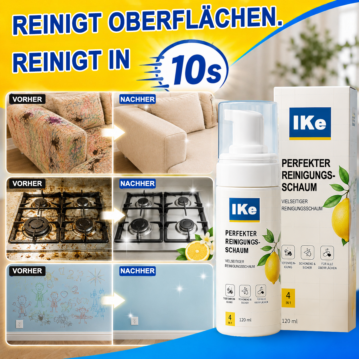 ⚡️LETZTER TAG – 60 % RABATT | Schaumreiniger ohne Abspülen — Aufsprühen, Abwischen & Fertig!