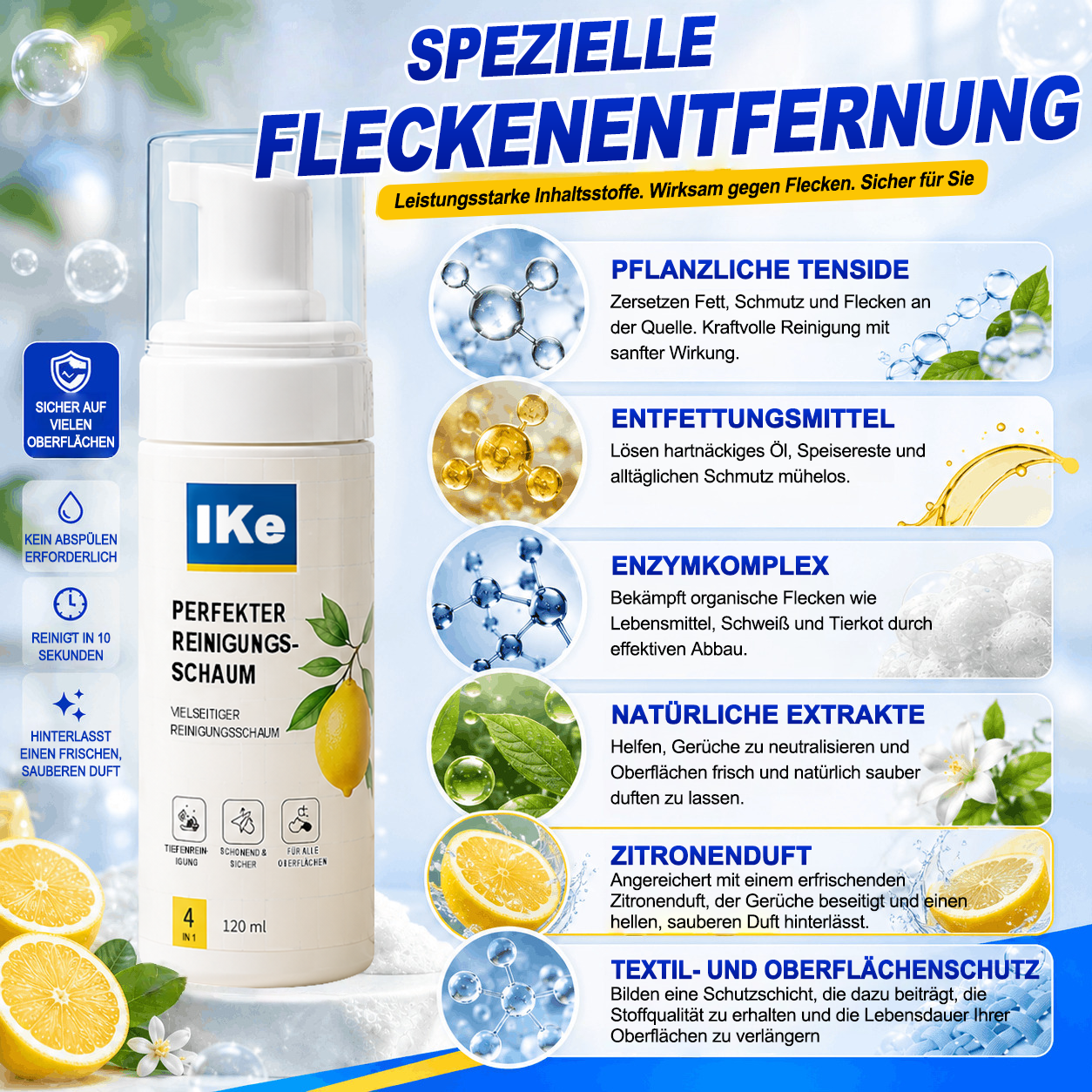 ⚡️LETZTER TAG – 60 % RABATT | Schaumreiniger ohne Abspülen — Aufsprühen, Abwischen & Fertig!