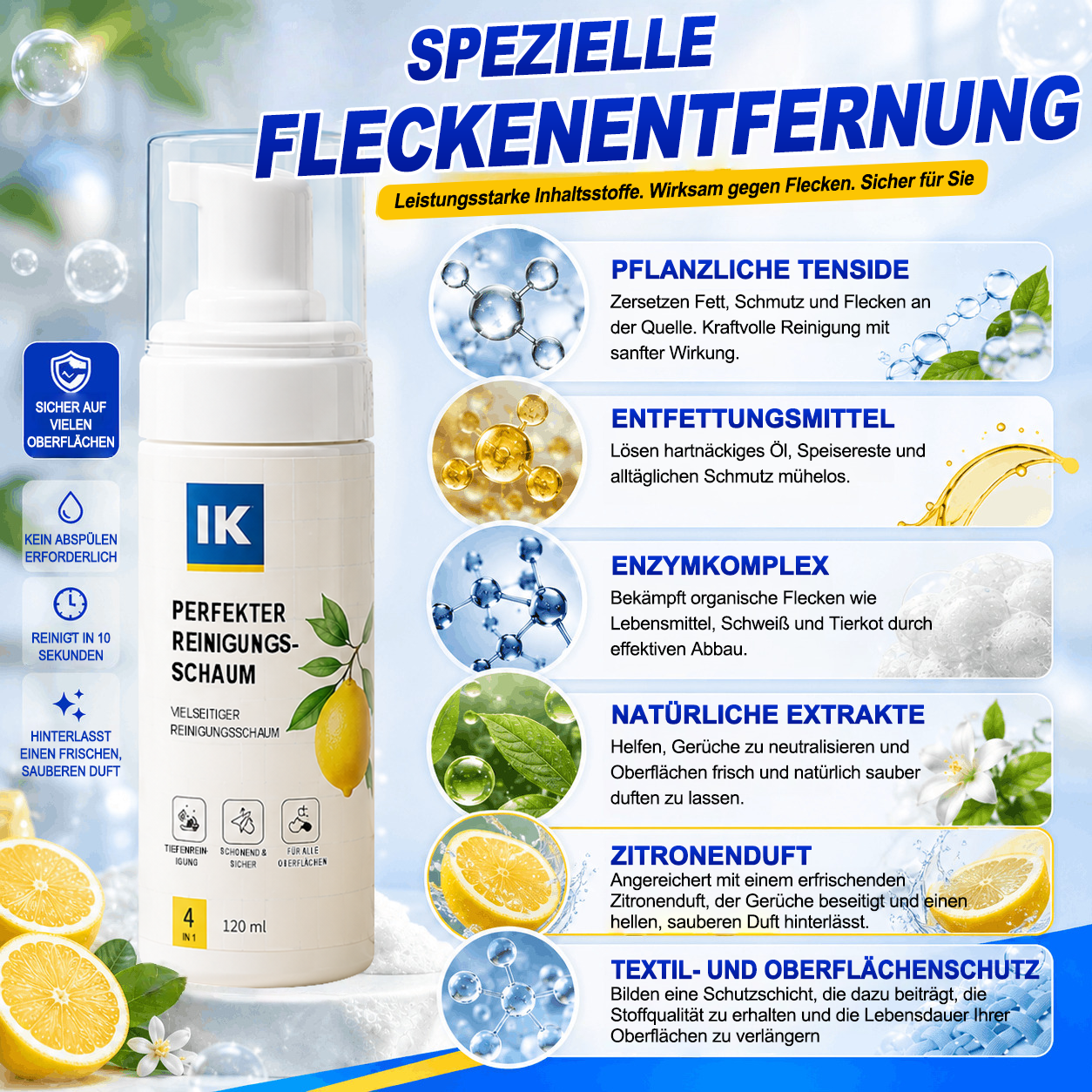 ✨LETZTER TAG – 60 % RABATT✨ Schaumreiniger ohne Abspülen — Aufsprühen, Abwischen & Fertig!