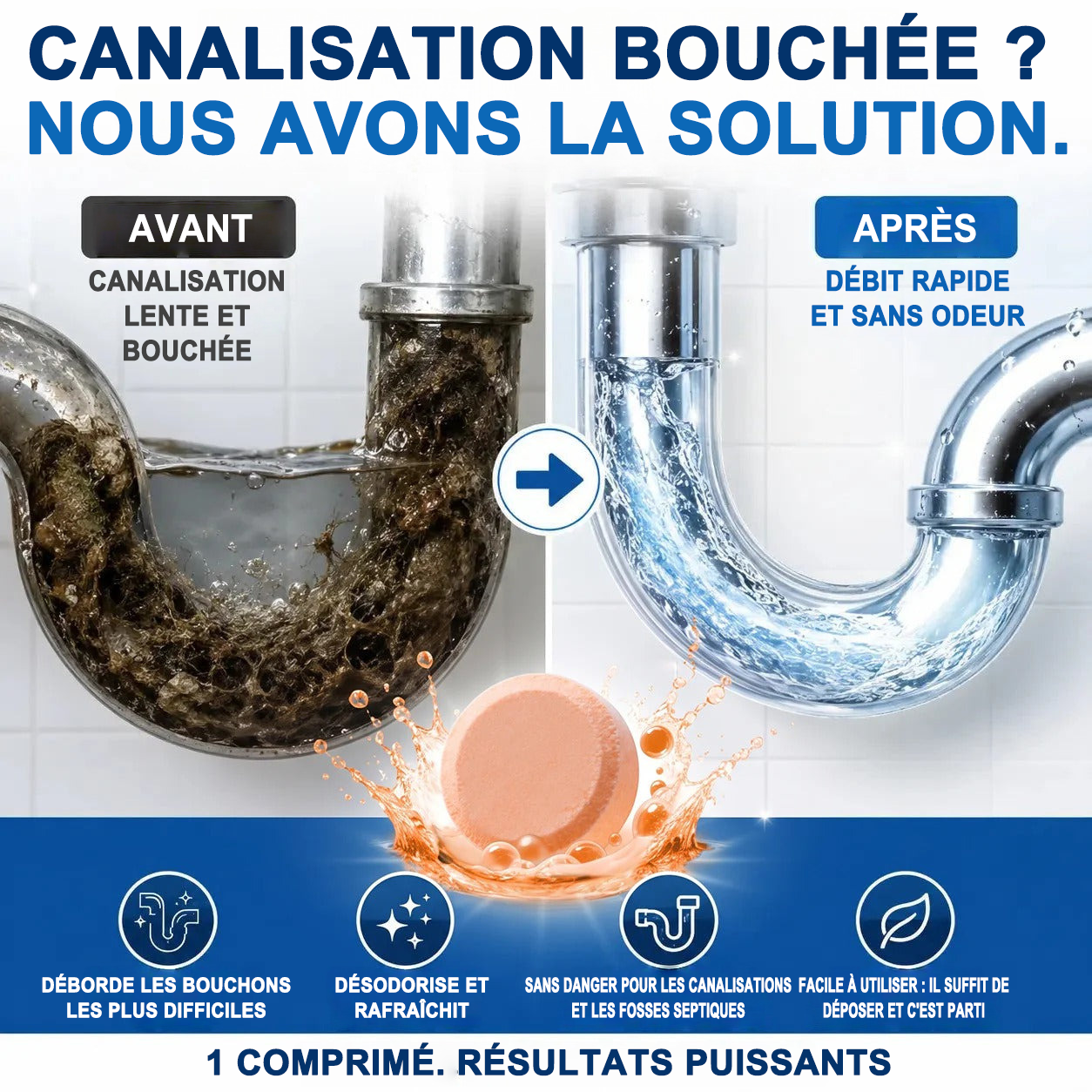 ⚡ Grande promotion limitée dans le temps ! Pastilles moussantes pour canalisations — À l’oxygène actif | Nettoient en profondeur et éliminent les mauvaises odeurs | Sans javel, sans produits agressifs