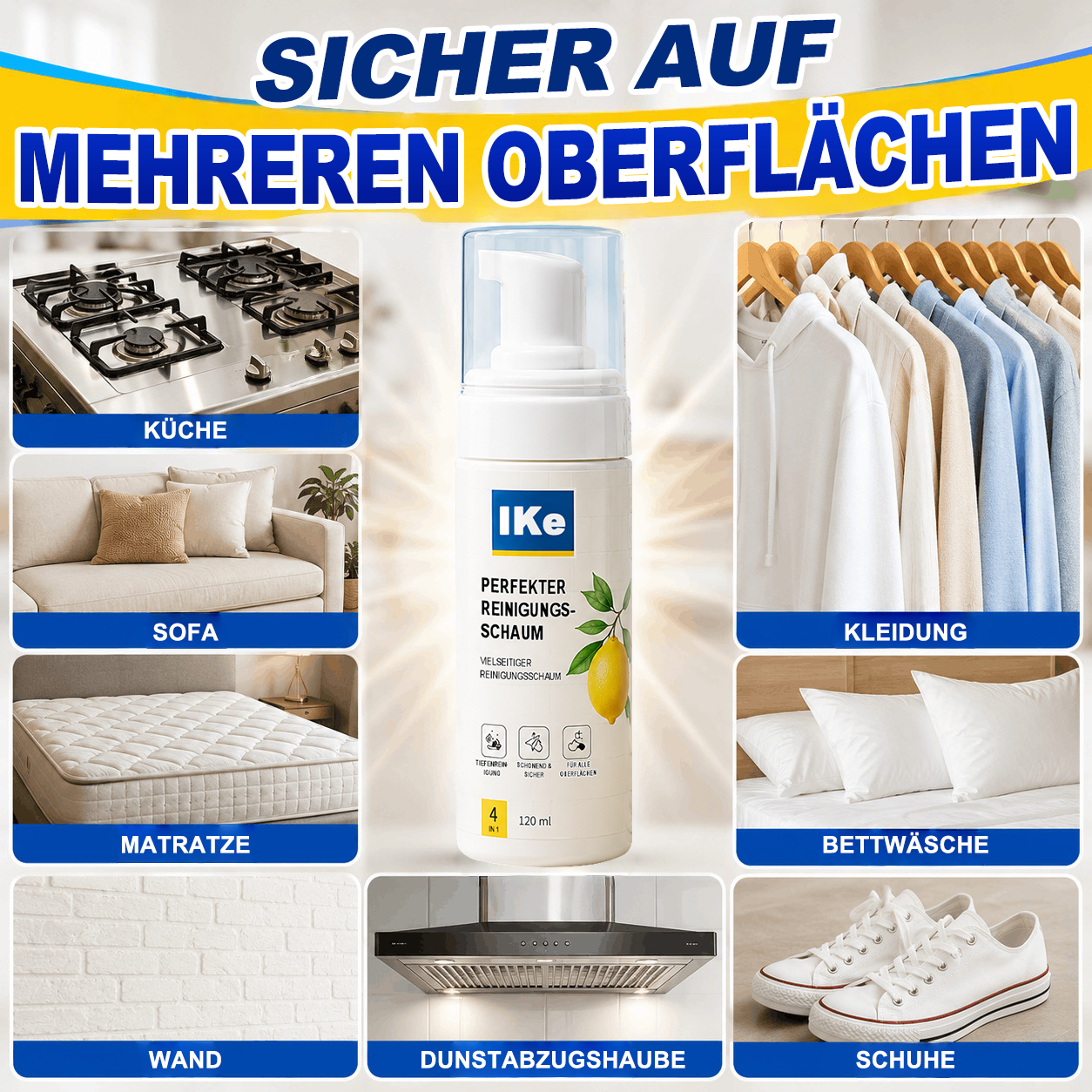 ⚡️LETZTER TAG – 60 % RABATT | Schaumreiniger ohne Abspülen — Aufsprühen, Abwischen & Fertig!