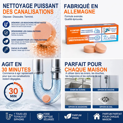 ⚡ Grande promotion limitée dans le temps ! Pastilles moussantes pour canalisations — À l’oxygène actif | Nettoient en profondeur et éliminent les mauvaises odeurs | Sans javel, sans produits agressifs