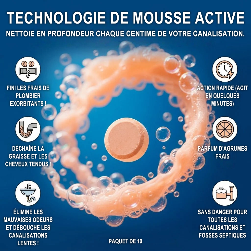 ⚡ Grande promotion limitée dans le temps ! Pastilles moussantes pour canalisations — À l’oxygène actif | Nettoient en profondeur et éliminent les mauvaises odeurs | Sans javel, sans produits agressifs
