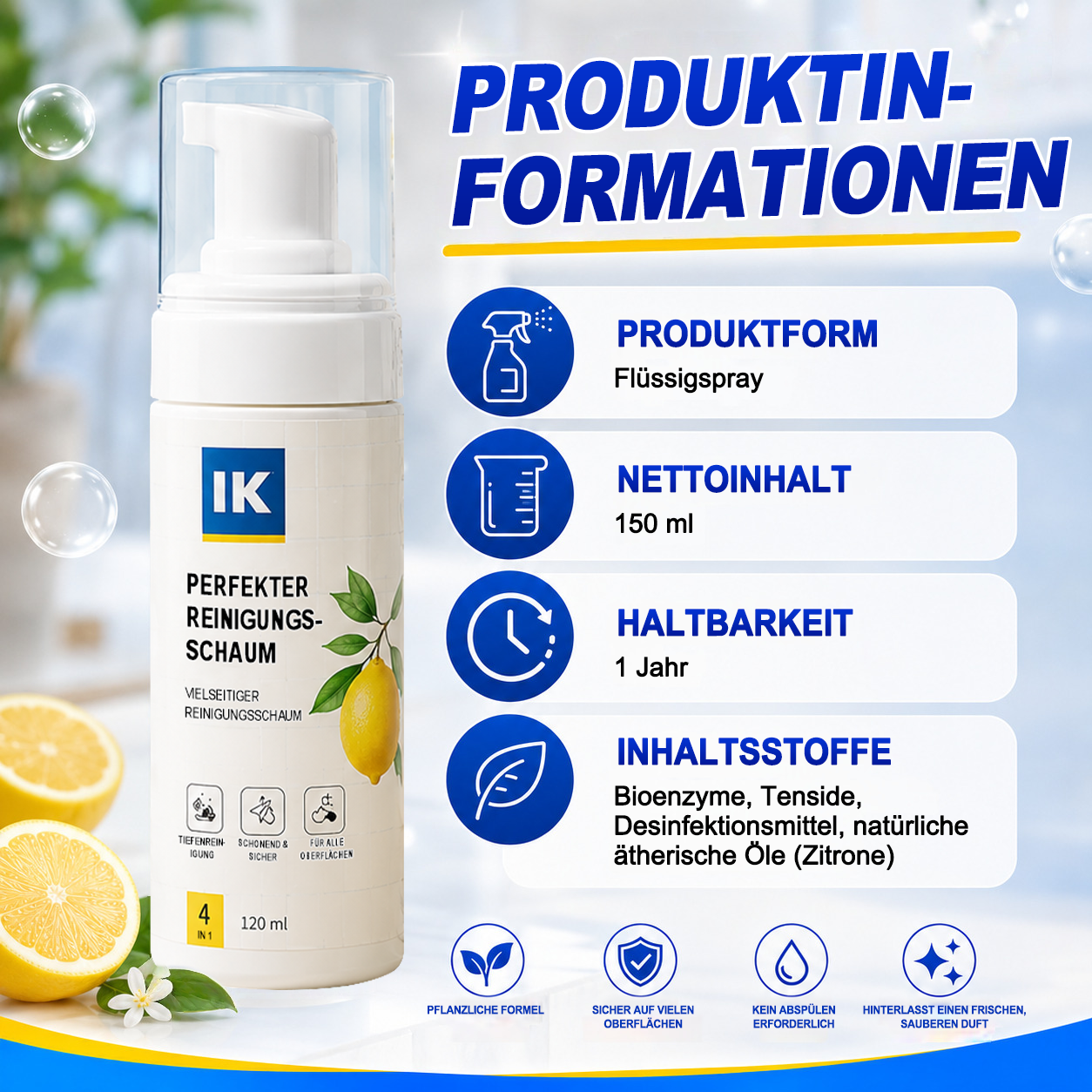 ✨LETZTER TAG – 60 % RABATT✨ Schaumreiniger ohne Abspülen — Aufsprühen, Abwischen & Fertig!