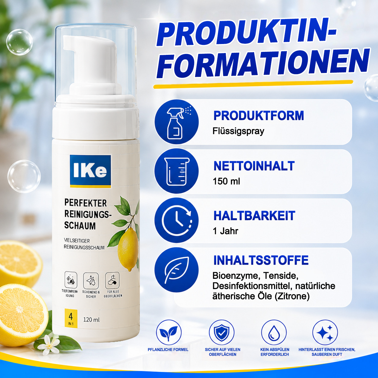 ⚡️LETZTER TAG – 60 % RABATT | Schaumreiniger ohne Abspülen — Aufsprühen, Abwischen & Fertig!