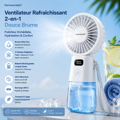 Dermavonlabs® Ventilateur Rafraîchissant 2-en-1