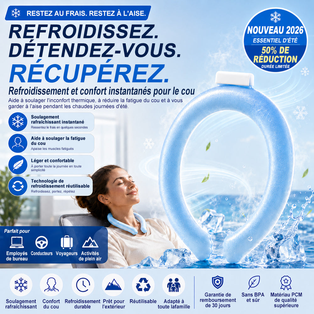 Billhol® Tour de cou rafraîchissant PCM — Fraîcheur instantanée pendant les fortes chaleurs