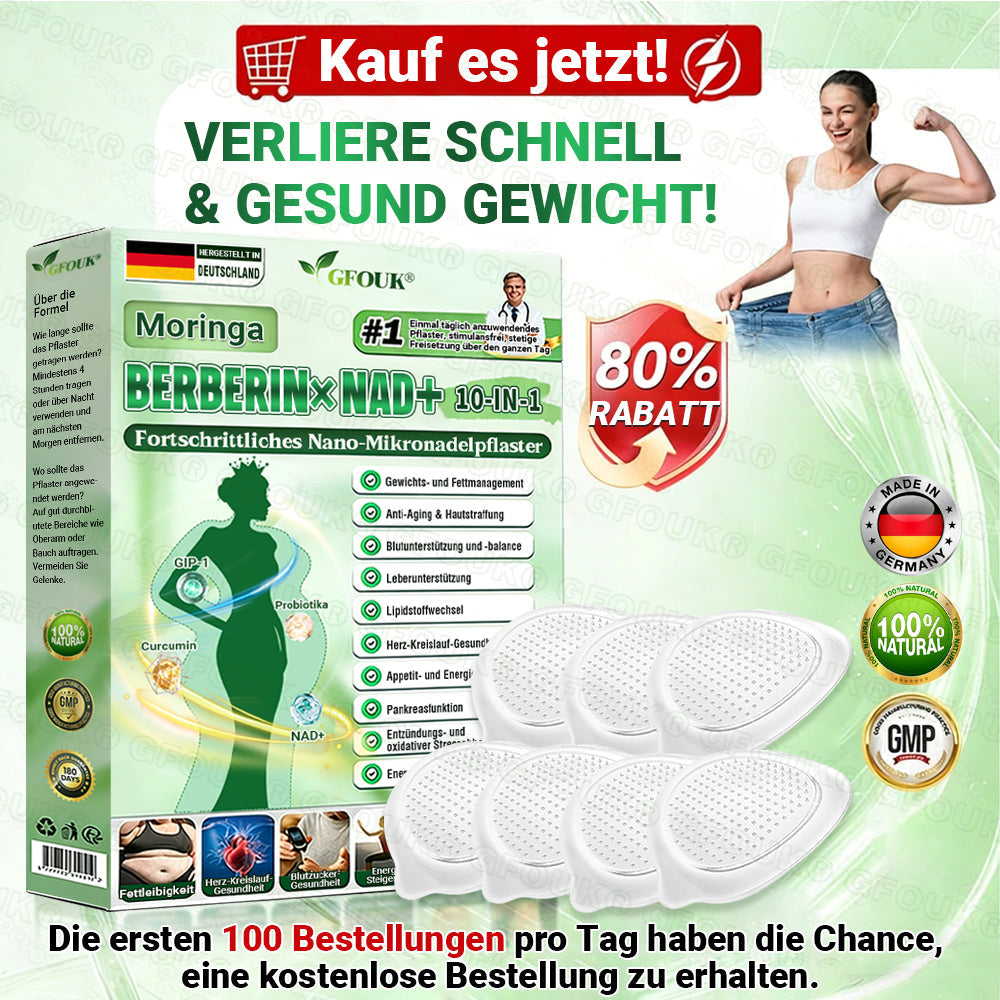 Offizieller Store 🇩🇪 |💖𝐆𝐅𝐎𝐔𝐊® Moringa · Berberin × NAD+ 10-in-1  Advanced Nano Mikronadel-Patch 🇩🇪 (Nur einmal täglich, sichtbare Veränderungen in 7 Tagen) ✅ Für Fettleibigkeit, schlaffe Haut, Diabetes, Schlafapnoe, Gelenkprobleme und mehr