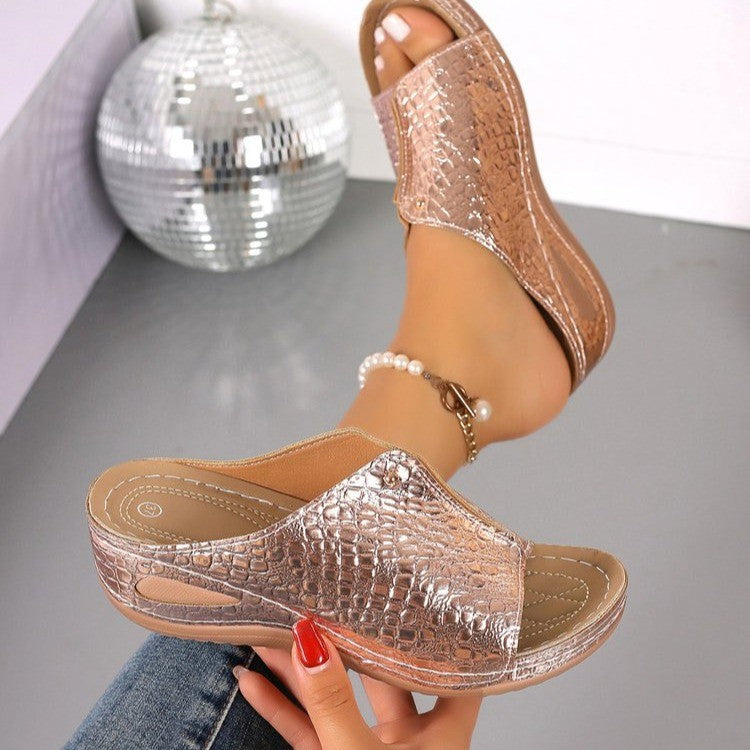 (🔥LETZTER TAG SALE– 80 % RABAT🔥) 🎉 BQODQO® Sandalen für Damen in Krokodiloptik