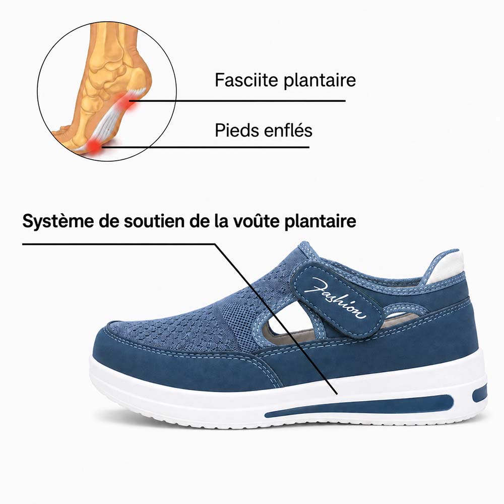 🔥 DERNIER JOUR : -80 % - 👟 Chaussures de marche orthopédiques confortables pour femme avec bride Velcro réglable