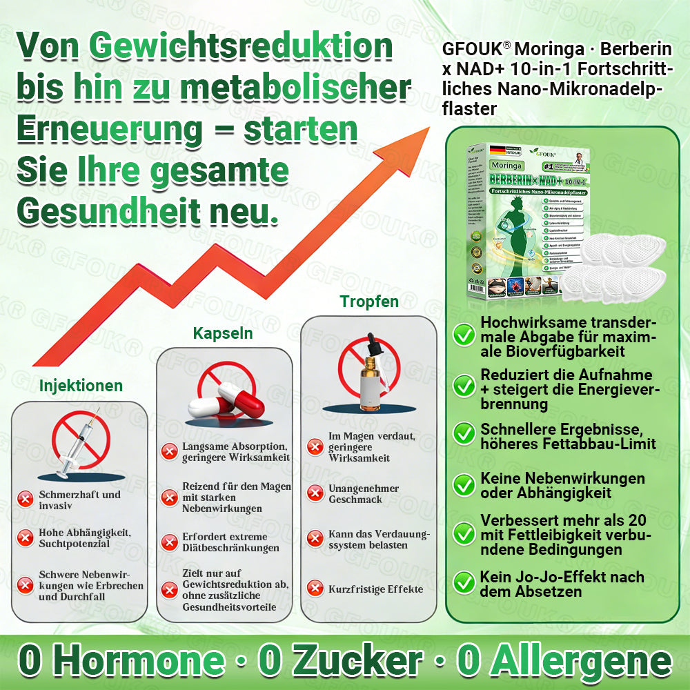 Offizieller Store 🇩🇪 |💖𝐆𝐅𝐎𝐔𝐊® Moringa · Berberin × NAD+ 10-in-1  Advanced Nano Mikronadel-Patch 🇩🇪 (Nur einmal täglich, sichtbare Veränderungen in 7 Tagen) ✅ Für Fettleibigkeit, schlaffe Haut, Diabetes, Schlafapnoe, Gelenkprobleme und mehr