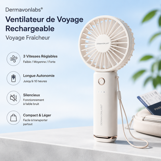 Dermavonlabs® Ventilateur de Voyage Rechargeable