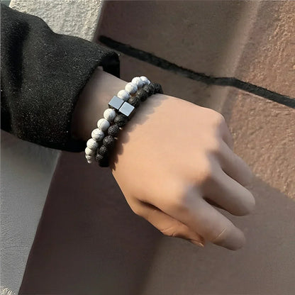 🌟🌟Neue Woche, neue Rabatte: 80 % Rabatt  Schwarzes und weißes Rundarmband [2 Stück kaufen, versandkostenfrei]🌟🌟