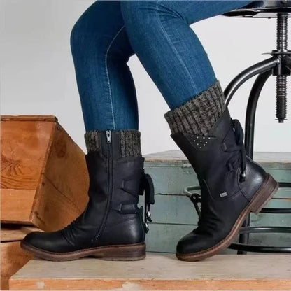 🔥 DERNIER JOUR – 80 % DE RÉDUCTION 🔥 Bottes d’hiver femme à soutien orthopédique, nœud & doublure chaude en laine