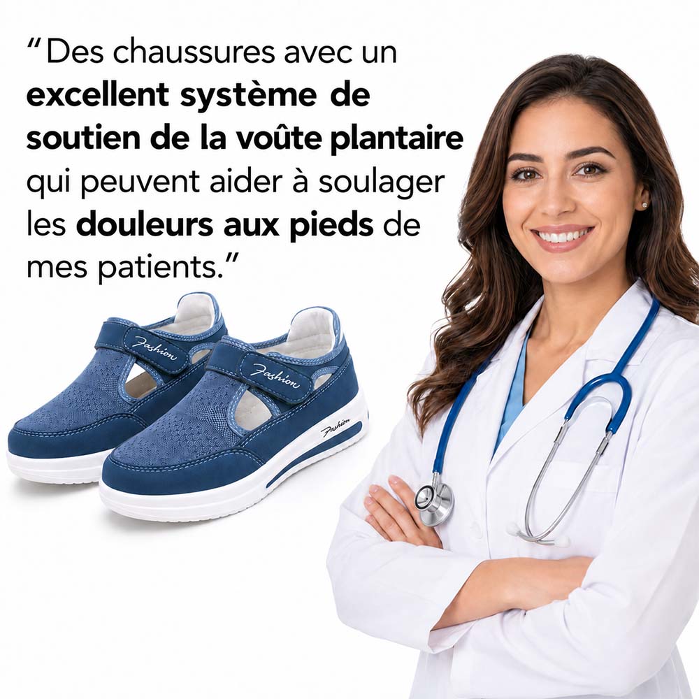🔥 DERNIER JOUR : -80 % - 👟 Chaussures de marche orthopédiques confortables pour femme avec bride Velcro réglable