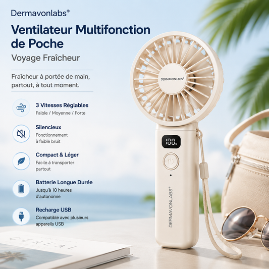 Dermavonlabs® Ventilateur Multifonction de Poche