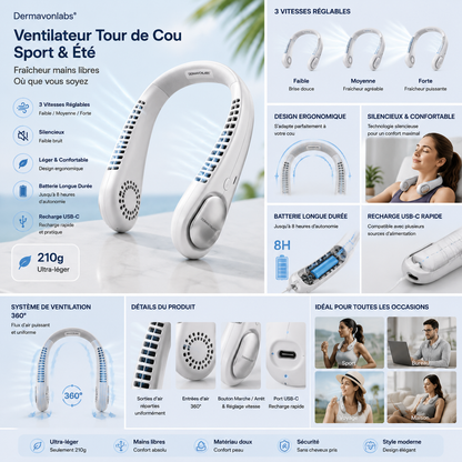 Dermavonlabs® Ventilateur Tour de Cou Sport &amp; Été