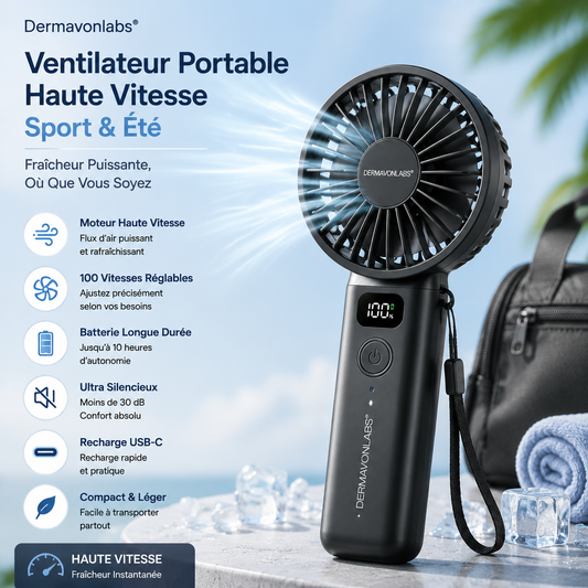 Dermavonlabs® Ventilateur Portable Haute Vitesse