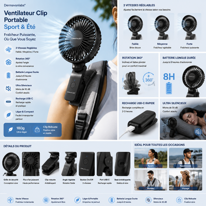 Dermavonlabs® Ventilateur Clip Portable Sport &amp; Été