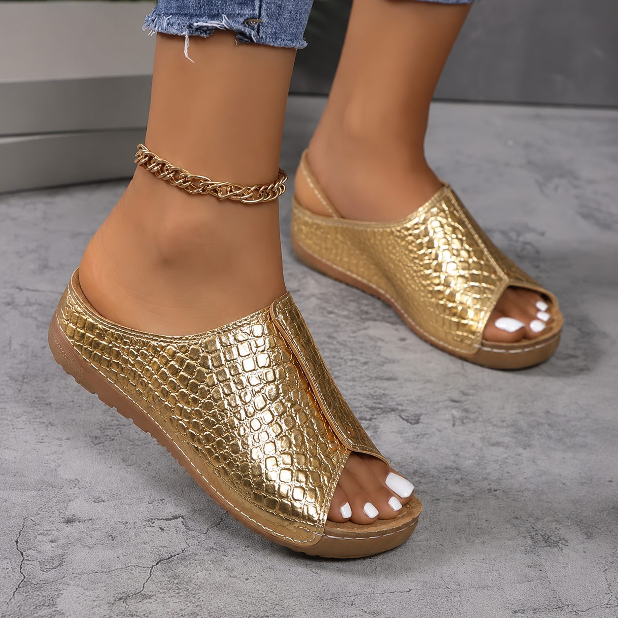 (🔥LETZTER TAG SALE– 80 % RABAT🔥) 🎉 BQODQO® Sandalen für Damen in Krokodiloptik