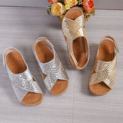 (🔥LETZTER TAG SALE– 80 % RABAT🔥) 🎉 BQODQO® Sandalen für Damen in Krokodiloptik