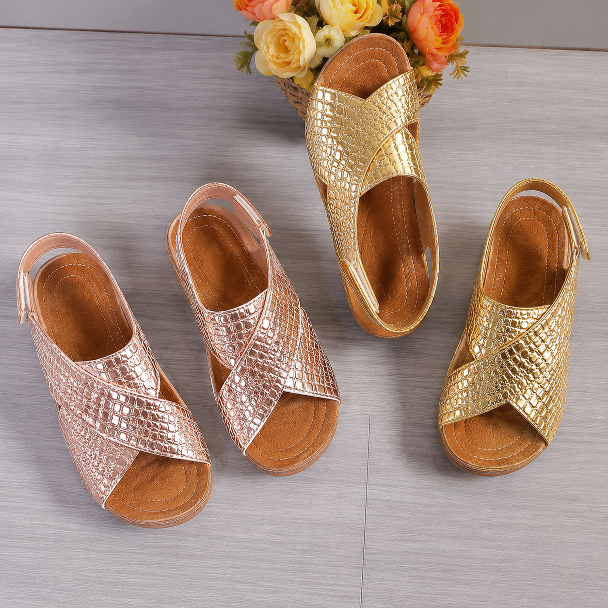 (🔥LETZTER TAG SALE– 80 % RABAT🔥) 🎉 BQODQO® Sandalen für Damen in Krokodiloptik