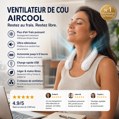 🇫🇷Dernier jour – 15 % de réduction 🔥 🍃 Ventilateur de cou portable sans pales – Refroidissement silencieux à 360° pour l’été, les voyages et les activités en plein air