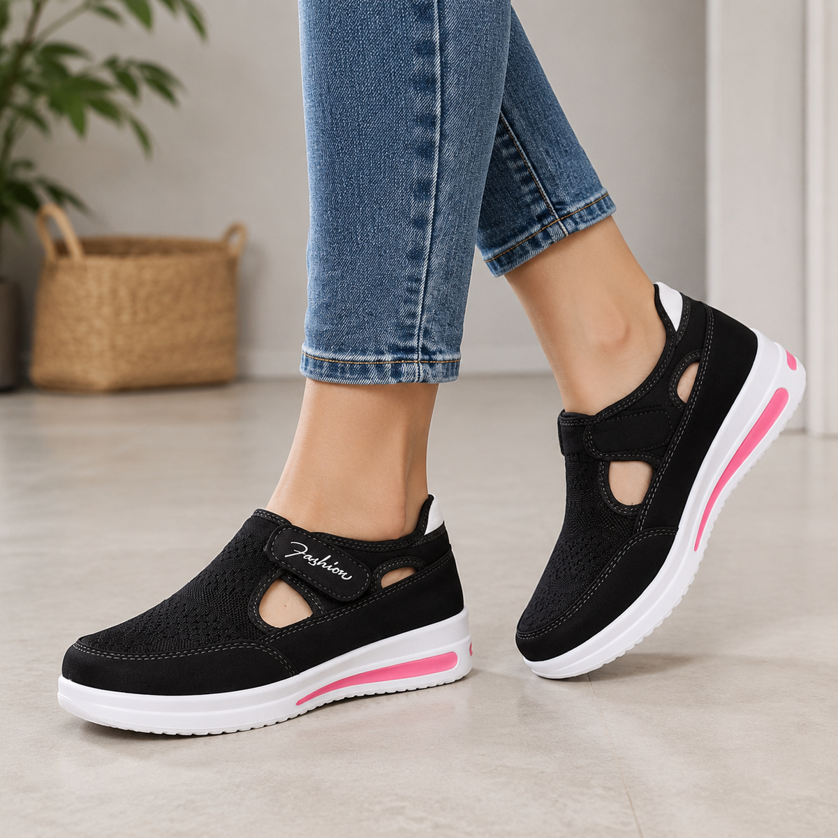 🔥 DERNIER JOUR : -80 % - 👟 Chaussures de marche orthopédiques confortables pour femme avec bride Velcro réglable