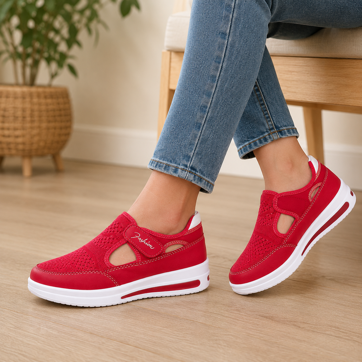 🔥 DERNIER JOUR : -80 % - 👟 Chaussures de marche orthopédiques confortables pour femme avec bride Velcro réglable
