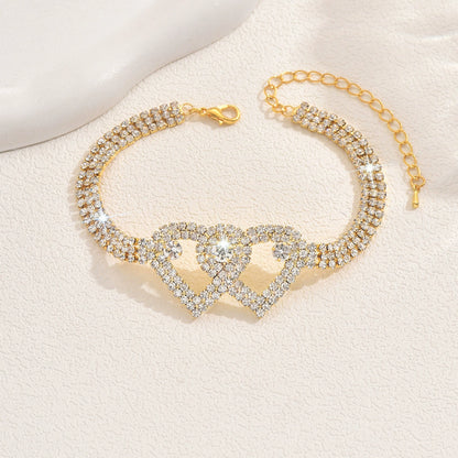 Fußkettchen mit diamantgeschliffenem Herzketten-Design