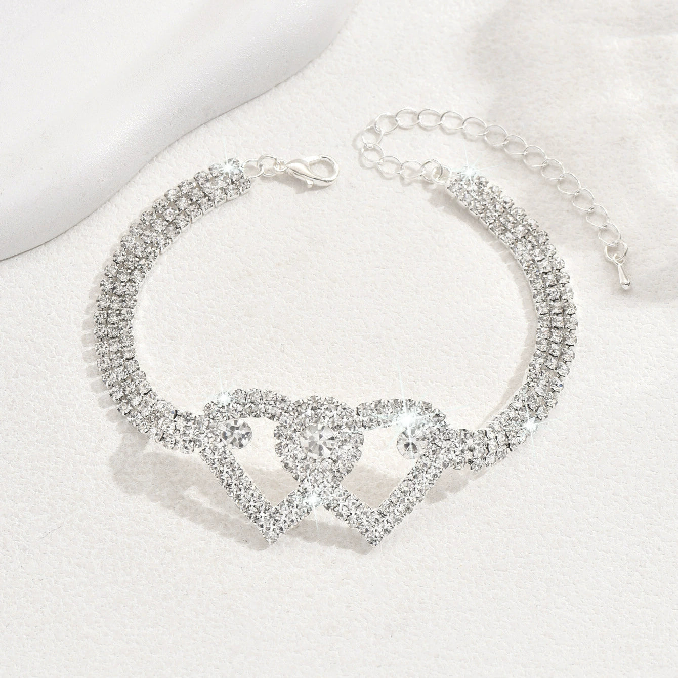 Fußkettchen mit diamantgeschliffenem Herzketten-Design