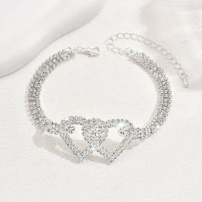Fußkettchen mit diamantgeschliffenem Herzketten-Design
