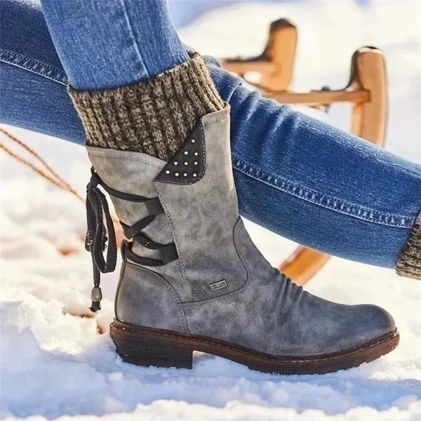 🔥 DERNIER JOUR – 80 % DE RÉDUCTION 🔥 Bottes d’hiver femme à soutien orthopédique, nœud & doublure chaude en laine