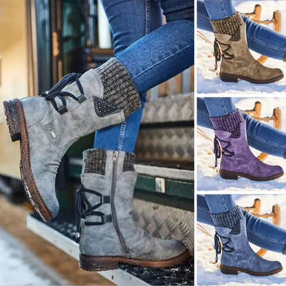 🔥 DERNIER JOUR – 80 % DE RÉDUCTION 🔥 Bottes d’hiver femme à soutien orthopédique, nœud & doublure chaude en laine